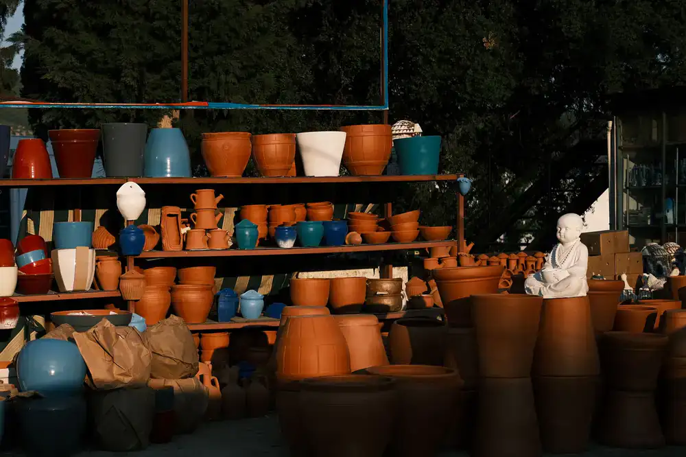 Terracotta and glazed plant pots